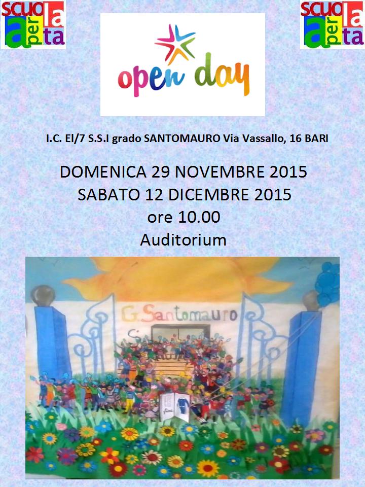 locandina  open day dicembre secondaria