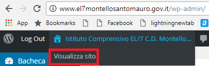 menu visualizzazione sito